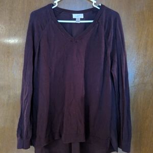 Loft V-Neck Sweater (deep plum)